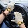 Krótkie rękawiczki dla kierowców - kozia skóra / dzianina - unisexRękawiczki