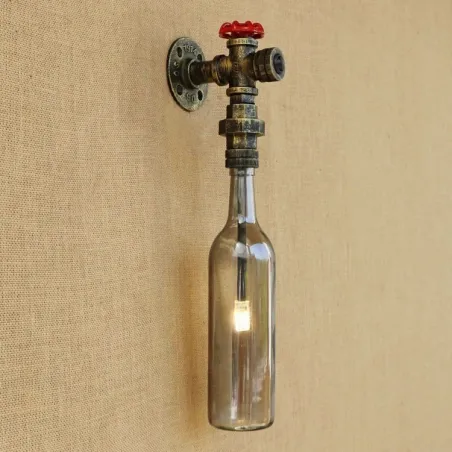 Amerykański loft - kinkiet - lampa LED Edison - vintage szklana butelka / fajka wodnaKinkiety