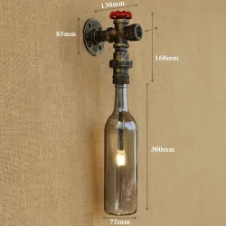 Amerykański loft - kinkiet - lampa LED Edison - vintage szklana butelka / fajka wodnaKinkiety