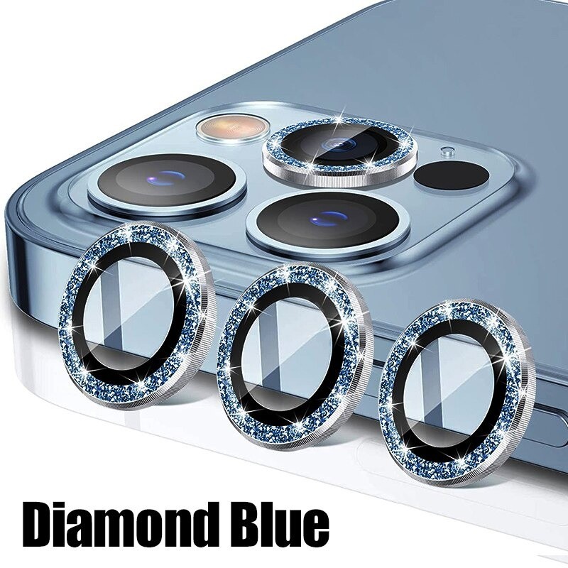 Diamentowa osłona obiektywu - metalowy pierścień z brokatem - do iPhone'aOchrona