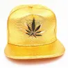 Czapka z daszkiem - skórzana snapback - z metalowym liściem - w stylu hip hopCzapki & Kapelusze