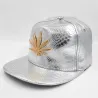 Czapka z daszkiem - skórzana snapback - z metalowym liściem - w stylu hip hopCzapki & Kapelusze
