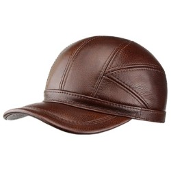 Modna czapka bejsbolówka vintage - skóra naturalna - unisexCzapki & Kapelusze