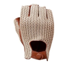Luksusowe rękawiczki z owczej skóry - dziane - wzór z pół palcamiRękawiczki