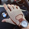 Luksusowe rękawiczki z owczej skóry - dziane - wzór z pół palcamiRękawiczki