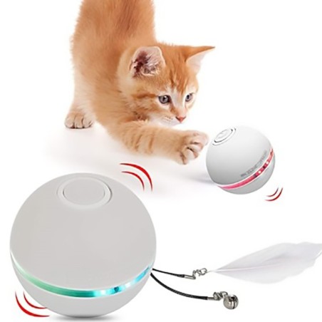 Interaktywna zabawka dla psów / kotów - piłka ze światłem / dźwiękiem / piórkiem - USBZabawki