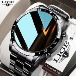 LIGE - luksusowy Smart Watch - okrągły ekran dotykowy - Bluetooth - ciśnienie krwi - wodoodpornyZegarki