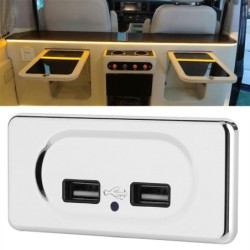 Podwójna ładowarka USB - gniazdo - z niebieską kontrolką LED - do samochodu / przyczepy kempingowej - 5V/3,1AAkcesoria do wnętrz