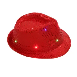 Retro dyskotekowy kapelusz - LED - świecący - z cekinami / brokatemCzapki & Kapelusze