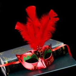 Fashionable Venetian eye mask - with feathers - sexy fox - masquerades / HalloweenMasks