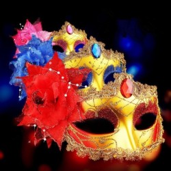 Seksowna wenecka maska na oczy - diament / kwiat z piór / brokat - karnawał - HalloweenMaski