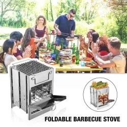 Składany piec do grilla - opalany drewnem - stal nierdzewnaGrill - BBQ
