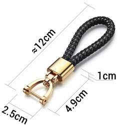 Brelok z plecionej skóry - odpinany - obrotowa metalowa klamraBreloczki Do Kluczy