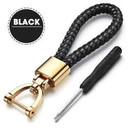 Brelok z plecionej skóry - odpinany - obrotowa metalowa klamraBreloczki Do Kluczy
