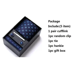 Fashionable tie / handkerchief / cufflinks / tie clip - with box - 5 pieces setCufflinks