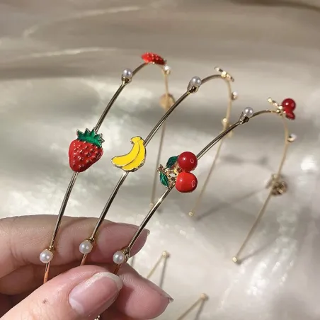 Metal hoop hair band - with fruits / pearlsHair clips