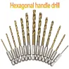 HSS 14 hex drill bits - titanium coated - drills - 13 piecesBits & drills