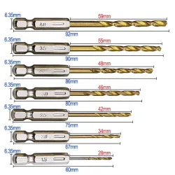 HSS 14 hex drill bits - titanium coated - drills - 13 piecesBits & drills