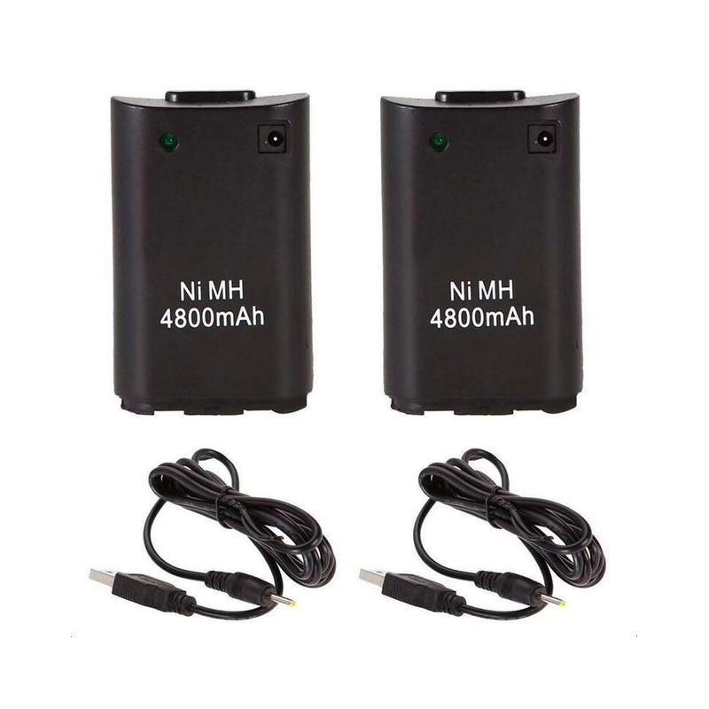Bateria kontrolera bezprzewodowego Xbox 360 - 2 * 4800 mAh & kabel do ładowarkiXbox 360