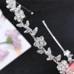 Luxurious tiara - crystal headband - flowers / leavesHair