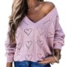 Klasyczny luźny sweterek - szydełkowy - wydrążone serduszkaBluzy & Swetry
