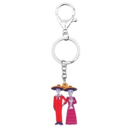 Acrylic Halloween skeleton couple - keychainKeyrings