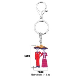 Acrylic Halloween skeleton couple - keychainKeyrings