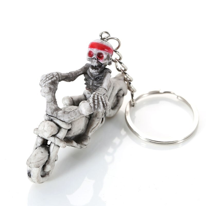Skeleton on motorbike - keychainKeyrings