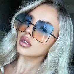 Modne kwadratowe okulary przeciwsłoneczne oversize - retro duże półoprawkiOkulary Przeciwsłoneczne
