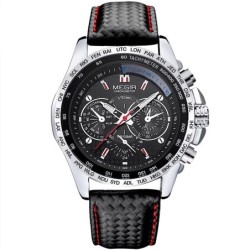 Fashionable men's watch - Quartz - waterproof - leather strap