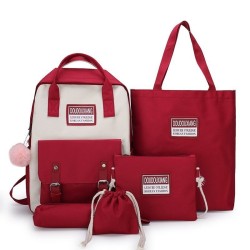Modny zestaw toreb płóciennych - plecak - torba na ramię - torebka - piórnik - mała saszetka - 5 sztukZestawy