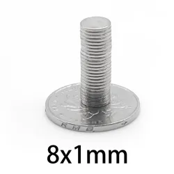 N35 - neodymium magnet - strong round disc - 8mm * 1mm - 50 - 1000 piecesN35