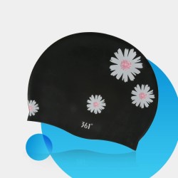 Silikonowy czepek pływacki - wodoodporny - ochrona uszu / długich włosów - kwiatowy nadrukPływanie