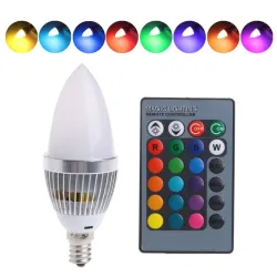 E12 E14 3W RGB LED 15 - żarówka świecowa z pilotem - zmiana koloruE14