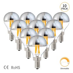 Żarówka LED - kula lustrzana srebrna G45 - ściemnialna - ciepła biel - 4W - E12 - E14 - E26 - E27 - 10 sztukE27