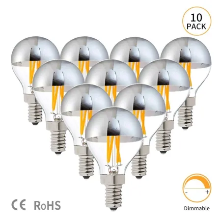 Żarówka LED - kula lustrzana srebrna G45 - ściemnialna - ciepła biel - 4W - E12 - E14 - E26 - E27 - 10 sztukE27