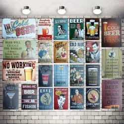 Plakat w stylu vintage - metalowy znak ścienny - koktajl - napój - piwoTablice & Znaki
