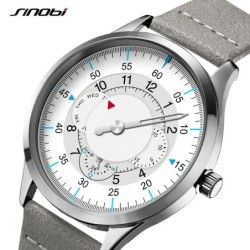 SINOBI - modny zegarek kwarcowy - wodoodporny - skórzany pasekZegarki