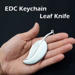 Mini pocket knife - foldable - with key ring - stainless steel - leaf shapeKnives & Multitools