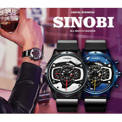 SINOBI - stylowy kreatywny zegarek kwarcowy - gumowy pasekZegarki