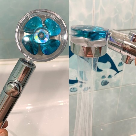 Nowoczesna słuchawka prysznicowa - oszczędzająca wodę - 360 obrotowa - z małym wentylatorem - filtrGłowice Prysznicowe