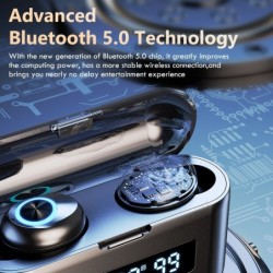 Wireless sports headphones - earbuds - waterproof - Bluetooth- with microphone / 2200Mah charging boxEar- & Headphones