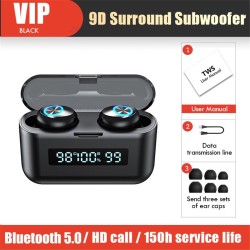 Wireless sports headphones - earbuds - waterproof - Bluetooth- with microphone / 2200Mah charging boxEar- & Headphones