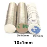 N42 - magnes neodymowy - mocny okrągły krążek - z klejem 3M - 10mm x 1mm - 10 - 100 sztukN40