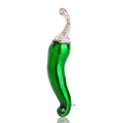 Crystal brooch - with green & red chilli pepperBrooches