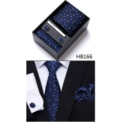 Elegant silk set - tie - handkerchief - cufflinks - tie clip