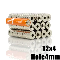 N35 - Magnes neodymowy - okrągły z łbem stożkowym - 12 * 4 mm z otworem 4mmN35