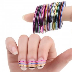 Taśma do zdobienia paznokci - kolorowe linie - naklejka - mieszane kolory - 10 sztukNaklejki na paznokcie