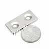N35 - magnes neodymowy - mocny blok - 40 * 20 * 3mm - z podwójnym otworem 5mm - 2 sztukiN35
