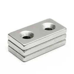 N35 - magnes neodymowy - mocny blok - 40 * 20 * 5mm - z podwójnym otworem 5mm - 2 sztukiN35
